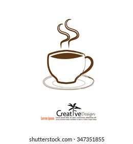 Warm cup of coffee on white background.coffee cup design.vector illustration.    

