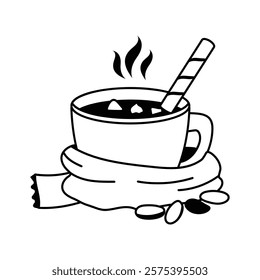 Warm cup of hot cocoa, ready to use icon