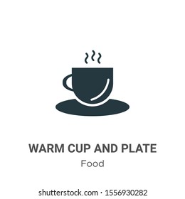 Warm cup and plate vector icon on white background. Flat vector warm cup and plate icon symbol sign from modern food collection for mobile concept and web apps design.