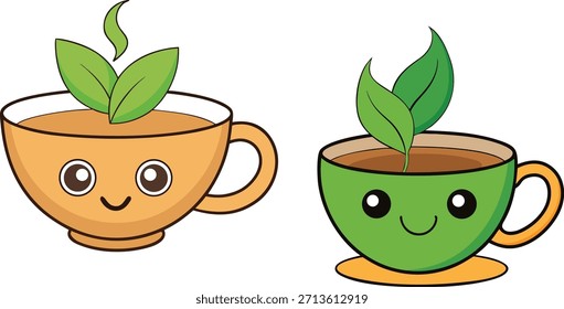 A warm cup of tea on a clean background, releasing gentle steam shaped like a leaf. Symbol of nature, relaxation, wellness, and herbal freshness, ideal for calm lifestyle, organic, and beverage