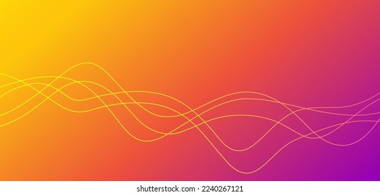 Warm curve wave lines sound and heat flow vector abstract or red yellow wavy curvy gradient cmyk multicolor energy element design, orange pink liquid fluid curly smoke steam squiggle banner image