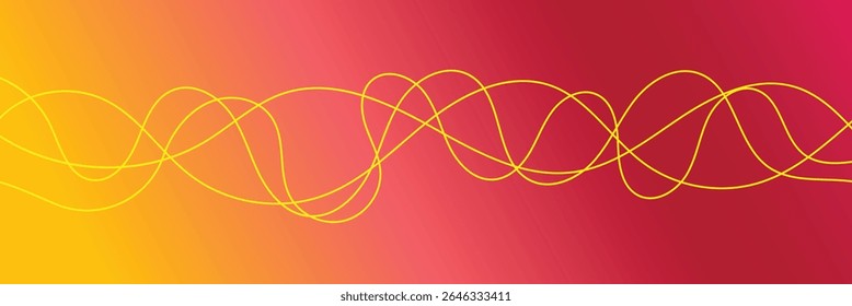 Warm curve wave lines sound and heat flow vector abstract vivid, red yellow wavy curvy gradient cmyk multicolor energy element design, orange pink liquid fluid curly smoke steam squiggle banner image