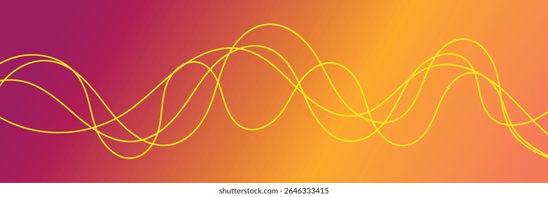 Warm curve wave lines sound and heat flow vector abstract vivid, red yellow wavy curvy gradient cmyk multicolor energy element design, orange pink liquid fluid curly smoke steam squiggle banner image