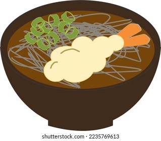 Warm and delicious tempura soba