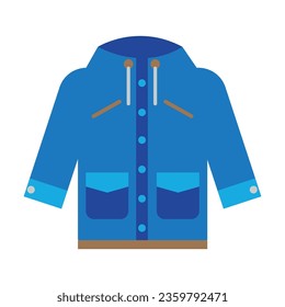 Warm denim autumn jacket vector. Jacket with long sleeves and front pockets. Multicolored flat vector icon representing clothes concept isolated on white background