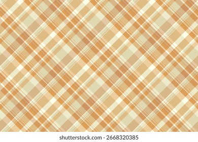 Warm diagonal plaid pattern in shades of beige and orange. Classic design for backgrounds, textiles, or adding a touch of rustic charm. Versatile for many creative projects.