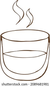 
Warm drink in a cup with a transparent bottom