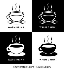 Warm Drink Icon Line and Glyph Style. Coffee And Tea Vector Illustration. Cup Hot Drink Logo Conceptual Design