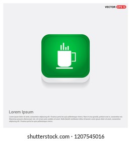 Warm drink iconGreen Web Button - Free vector icon