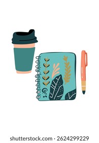 warm drink and journal , vector illustration
