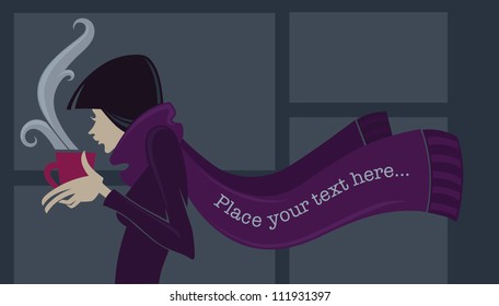 warm drink in winter time, vector background