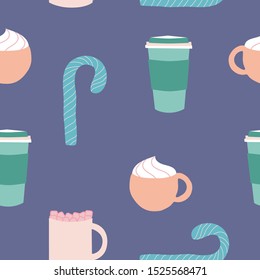 Warm drinks for he autumn, seamless pattern, perfect to use on the web or in print