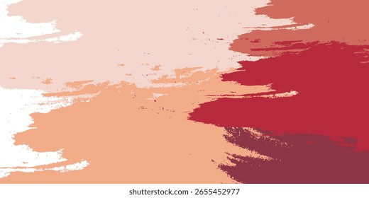 Warm Earth Tone Brush Strokes in Peach, Pink, and Red on White Background with Grunge Texture, Perfect for Abstract Design, Modern Art, Creative Backdrops, or Visual Projects.