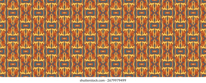Um padrão geométrico texturizado terroso quente com uma sensação tribal étnica ideal para têxteis.