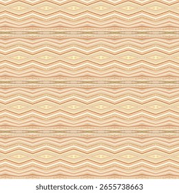 Warm earthy zigzag pattern with tribal inspiration in ochre and terracotta tones. Seamless ethnic-style texture ideal for textiles or wallpaper.
