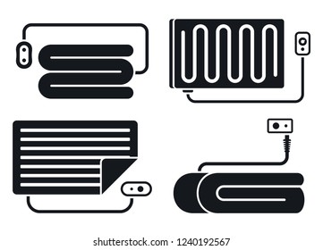 Warm electric blanket icon set. Simple set of warm electric blanket vector icons for web design on white background
