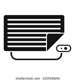 Warm electric blanket icon. Simple illustration of warm electric blanket vector icon for web design isolated on white background
