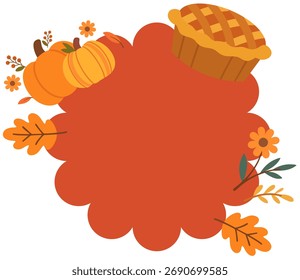 Diseño de postre de otoño cálido con hojas de pastel y naranja