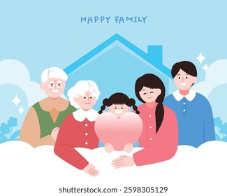 Warm Family Month Family Character Illustration