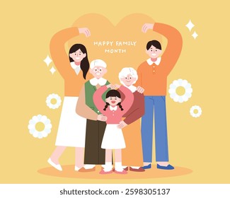 Warm Family Month Family Character Illustration