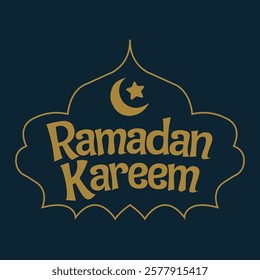 A warm and festive design of Ramadan Kareem in elegant typography on a rich, dark background