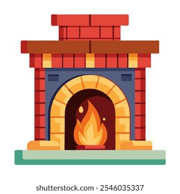 A warm fireplace illustration that captures the essence of cozy winter nights and holiday gatherings, perfect for seasonal and indoor decor themes.