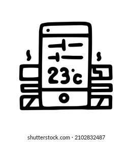 warm floor app control line vector doodle simple icon
