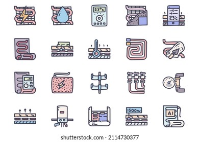 Warm floor color vector doodle simple icon set