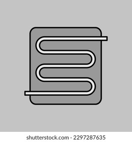 Warm floor grayscale icon, electric warm floor. Construction, repair and building. Graph symbol for your web site design, logo, app, UI