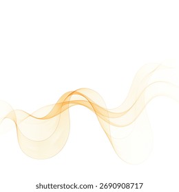 Warm flow of orange smoke abstract wave on a white background. Eps 10