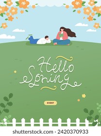 Warm Flower Spring Illustration Template