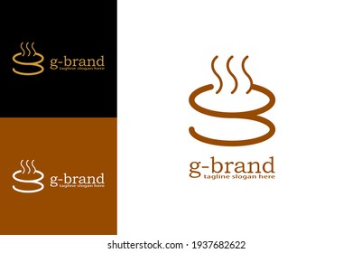 Warm food or drink logo. With the design concept of a cup or bowl in the shape of the letter g. Suitable for logos of various hot foods, coffee shops or other hot drinks.