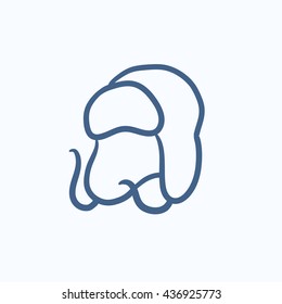 Warm fur cap vector sketch icon isolated on background. Hand drawn Warm fur cap icon. Warm fur cap sketch icon for infographic, website or app.
