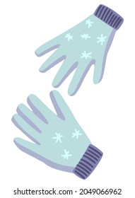 Guantes cálidos, mitones, accesorio de invierno. El doodle de la ropa de dibujos animados de colores. Ilustración vectorial dibujada a mano. Dibujo único aislado sobre fondo blanco. Elemento de diseño, impresión, pegatina, tarjeta, decoración.