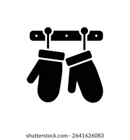 Warm Gloves on Hooks for Winter or Cold Weather Apparel