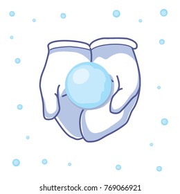 warm gloves with snowball