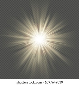 Warm glow star burst flare explosion transparent light effect. EPS 10 vector file