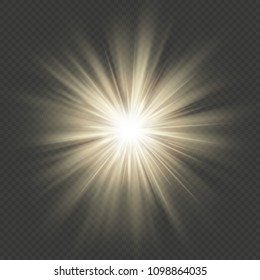 Warm glow star burst flare explosion transparent light effect. EPS 10 vector file