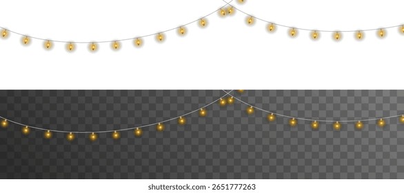 Warm glowing cotton ball lights on wire string — elegant decorative garland for holiday cards, winter scenes, wedding templates, or cozy home design visuals. Transparent PNG format for easy use. - Powered by Shutterstock - Get 15% off with code: PIKWIZARD15