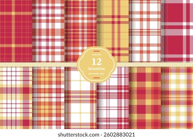 Warm Gold Seamless Tartan with Midnight Charcoal accents Fabric Design Set of 12