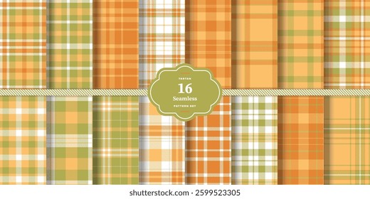 Warm Gold Seamless Tartan with Pastel Buttercream accents Textile Design Set of 16