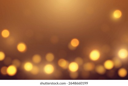 Warm Golden Bokeh Light Background. Soft glowing orbs on a warm brown gradient blur, Background decoration