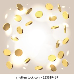 Warm golden festive shining money shower background