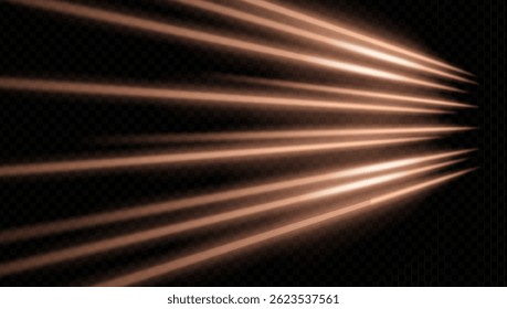 Warme goldene Strahlen, die sich aus einer einzigen Quelle auf dunklem Hintergrund ausdehnen. Geeignet für Theaterlichter, Preisverleihungen oder filmische Übergänge.
