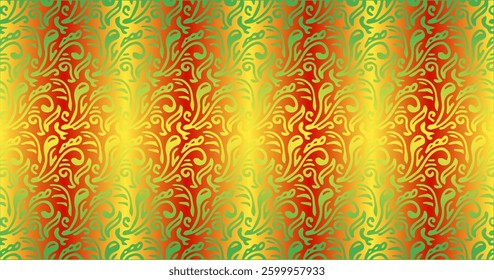A warm, golden yellow and red gradient pattern with elegant swirling motifs. The luxurious and rich design works well for invitations, premium textiles, or high-end packaging applications.