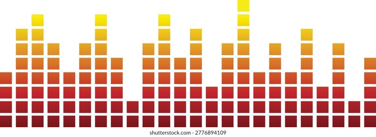 Warm gradient audio  bars in red, orange, and yellow tones. Sound wave  showing music, volume, and energy levels. Modern digital graphic for DJ, media, and technology concepts.