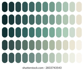 Warm gradient color palette from deep green to beige