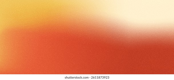 Warm gradient grainy background. Sunny fall gradation template. Vector bright fall cover with blurred noise effect. Soft yellow, beige and red wallpaper. Sunlight abstract graphic design.