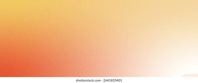 Warm gradient grainy background. Sunny autumn gradation template. Vector bright fall backdrops with blur noise effect. Soft ombre orange yellow. Sun light abstract graphic design.