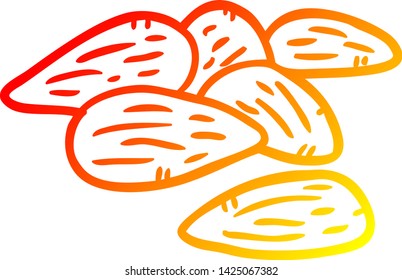 warm gradient line drawing of a almonds
